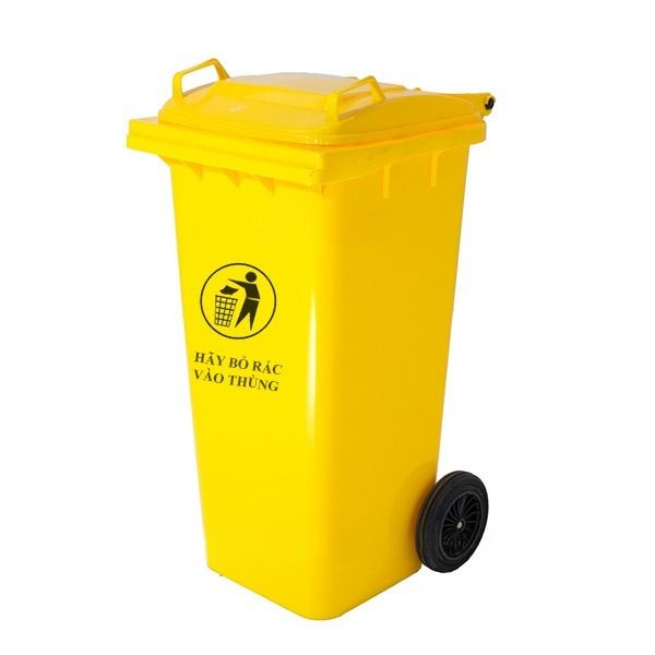 Thùng rác nhựa 120 lít màu vàng