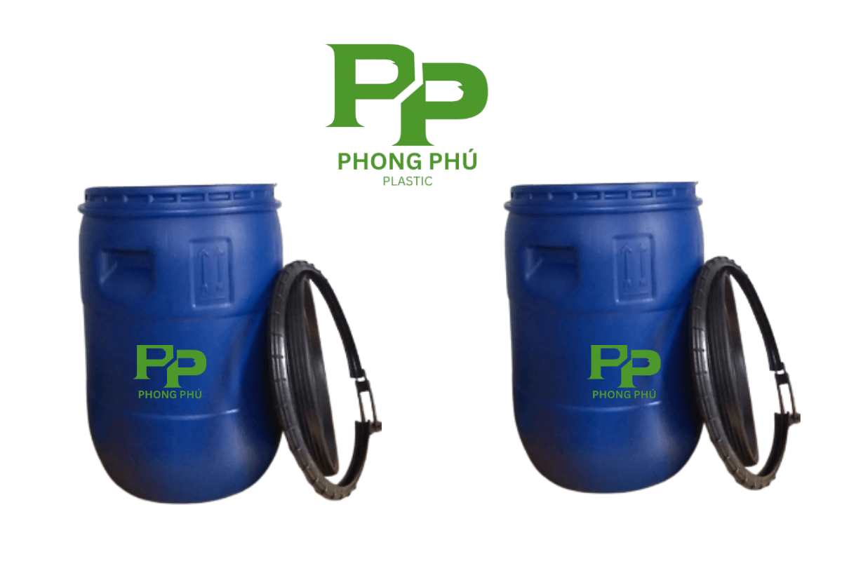 Thùng phuy nhựa 50L có đai nhựa