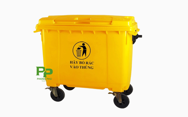 Thùng rác y tế 660L có bánh xe và nắp đậy kín